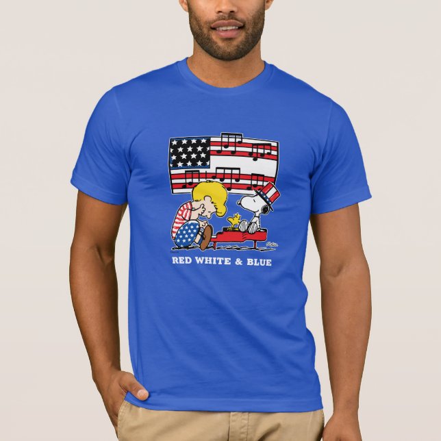 Peanuts | Patriotic Schroeder, Woodstock & Snoopy T-Shirt (Front)