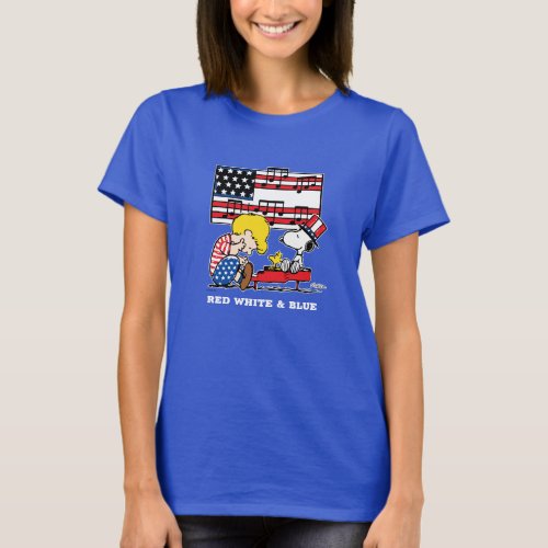 Peanuts  Patriotic Schroeder Woodstock  Snoopy T_Shirt