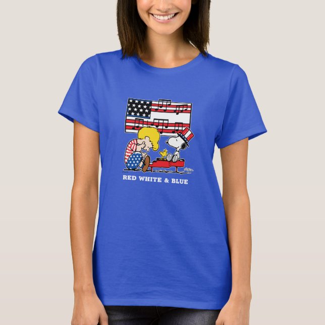 Peanuts | Patriotic Schroeder, Woodstock & Snoopy T-Shirt (Front)