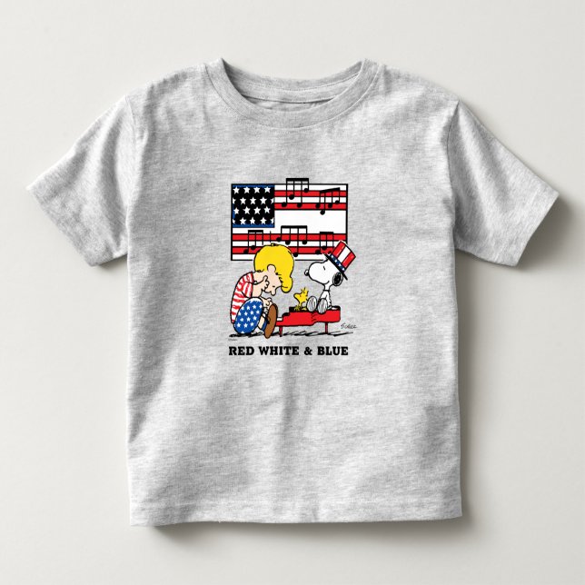 Peanuts | Patriotic Schroeder, Woodstock & Snoopy Toddler T-shirt (Front)