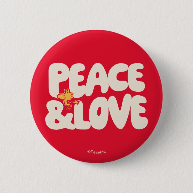 Peanuts | Peace & Love Woodstock Button (Front)