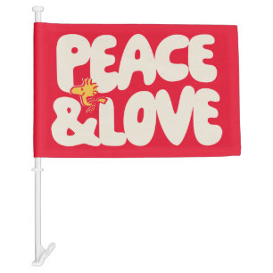 Peanuts   Peace & Love Woodstock Car Flag