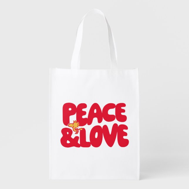 Peanuts | Peace & Love Woodstock Grocery Bag (Front)