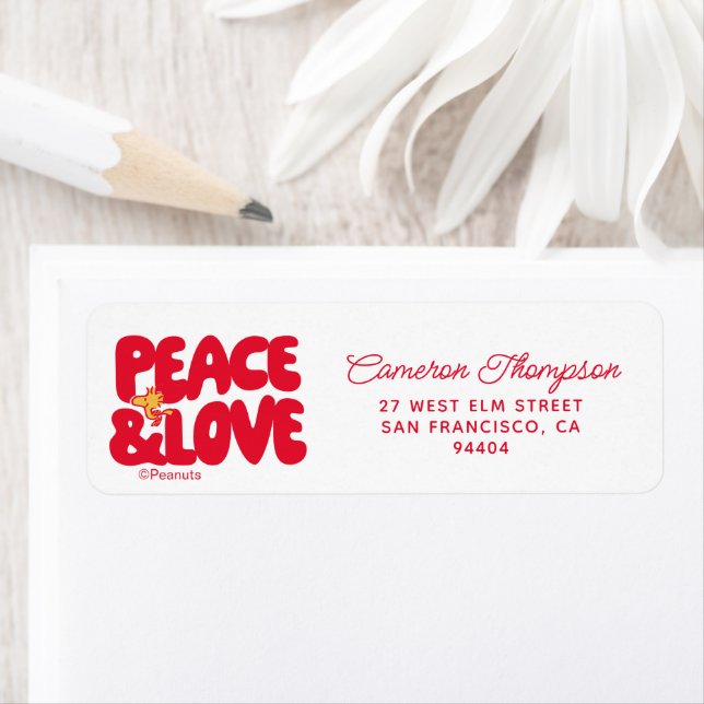 Peanuts | Peace & Love Woodstock Label (Insitu)