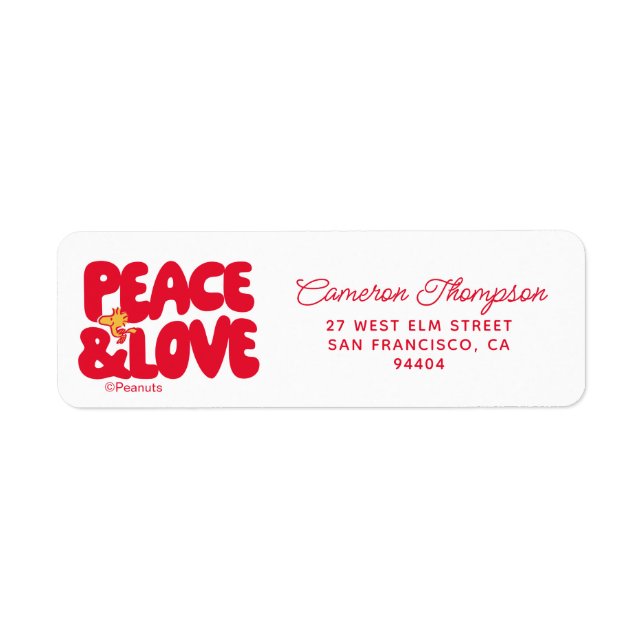 Peanuts | Peace & Love Woodstock Label (Front)
