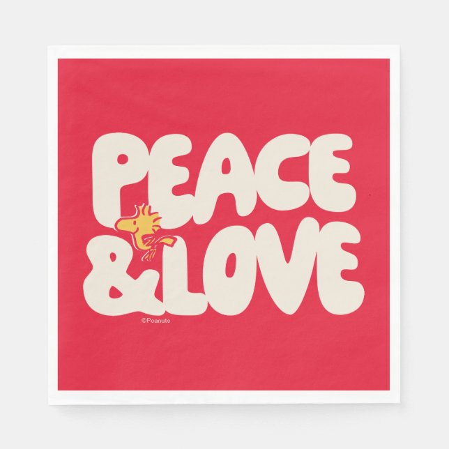 Peanuts | Peace & Love Woodstock Napkins (Front)