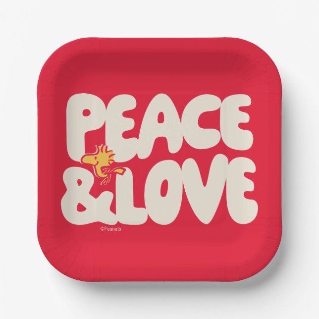 Peanuts | Peace & Love Woodstock Paper Plates (Front)