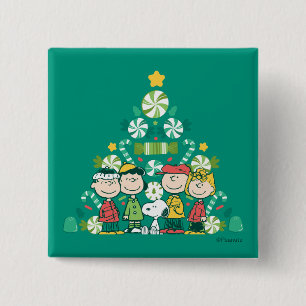 Peanuts Peppermint Christmas Tree Button