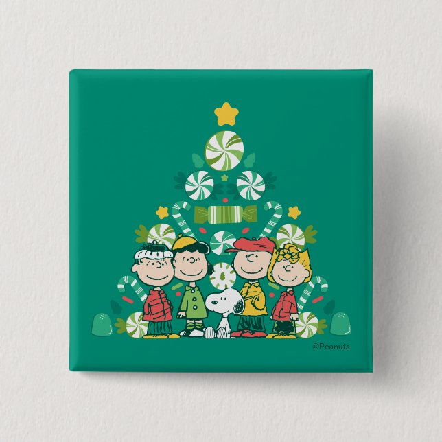 Peanuts | Peppermint Christmas Tree Button (Front)