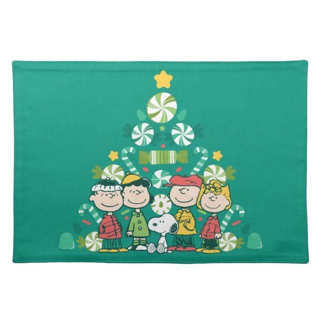 Peanuts | Peppermint Christmas Tree Cloth Placemat (Front)