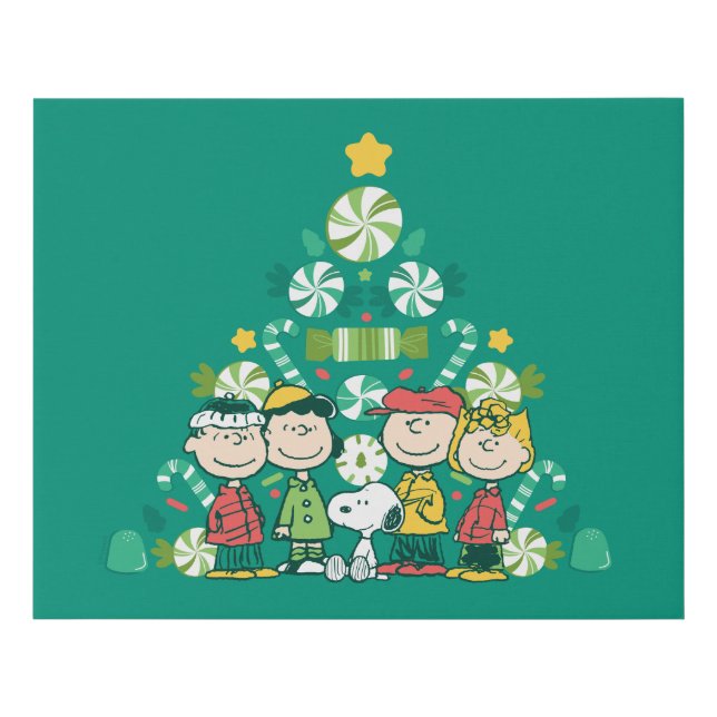 Peanuts | Peppermint Christmas Tree Faux Canvas Print (Front)