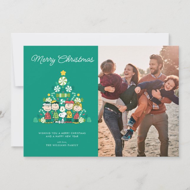 Peanuts | Peppermint Christmas Tree Holiday Card (Front)
