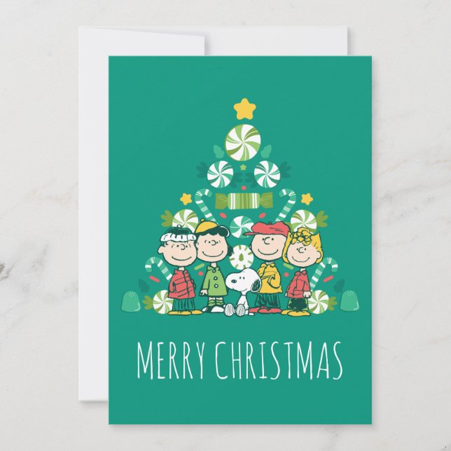 Peanuts | Peppermint Christmas Tree Holiday Card (Front)