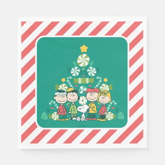 Peanuts | Peppermint Christmas Tree Napkins (Front)