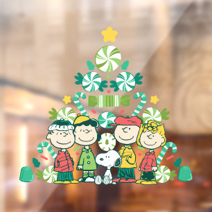 Peanuts   Peppermint Christmas Tree Window Cling