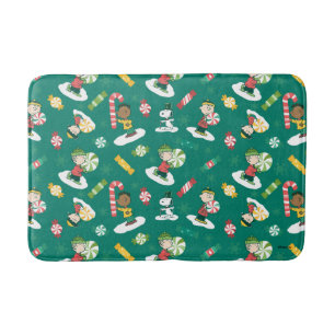 Peanuts Peppermint Dreams Holiday Pattern Bath Mat