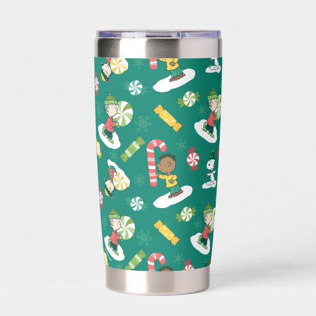 Peanuts Peppermint Dreams Holiday Pattern Insulated Tumbler (Front)