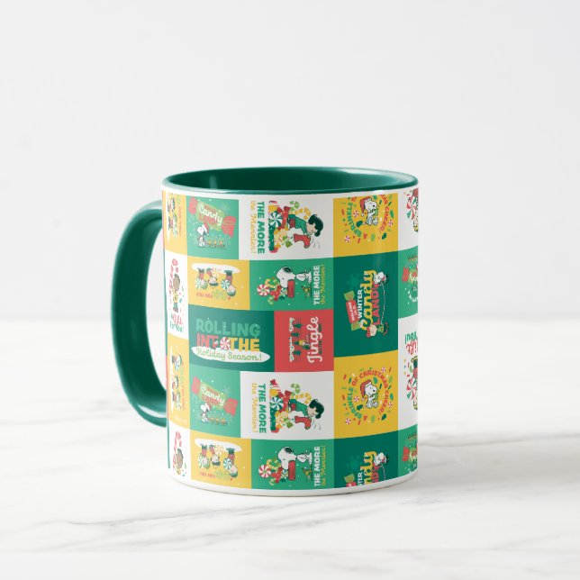 Peanuts Peppermint Dreams | Holiday Pattern Mug (Front Left)