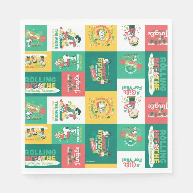 Peanuts Peppermint Dreams | Holiday Pattern Napkins (Front)