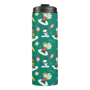 Peanuts Peppermint Dreams Holiday Pattern Thermal Tumbler