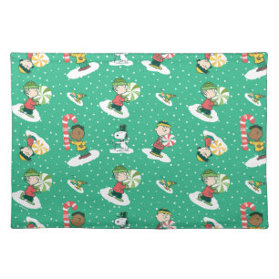 Peanuts Peppermint Dreams Snowflake Pattern Cloth Placemat