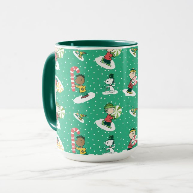 Peanuts Peppermint Dreams Snowflake Pattern Mug (Front Left)