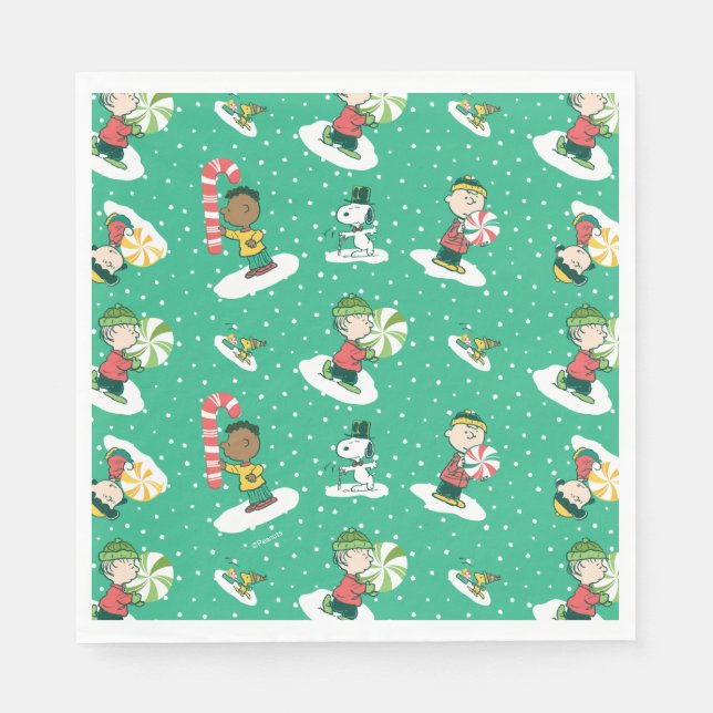 Peanuts Peppermint Dreams Snowflake Pattern Napkins (Front)
