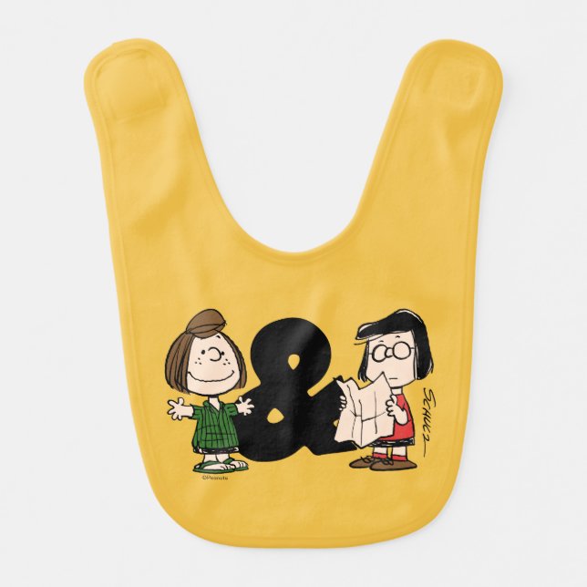 Peanuts | Peppermint Patty & Marcie Baby Bib (Front)