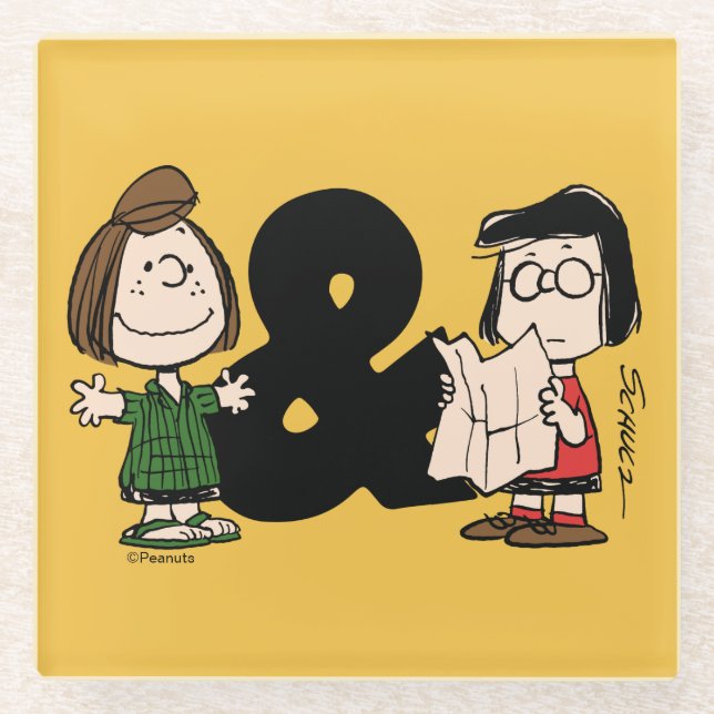 Peanuts | Peppermint Patty & Marcie Glass Coaster (Front)