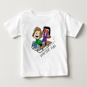 Peanuts   Peppermint Patty & Marcie Sled Riding Baby T-Shirt