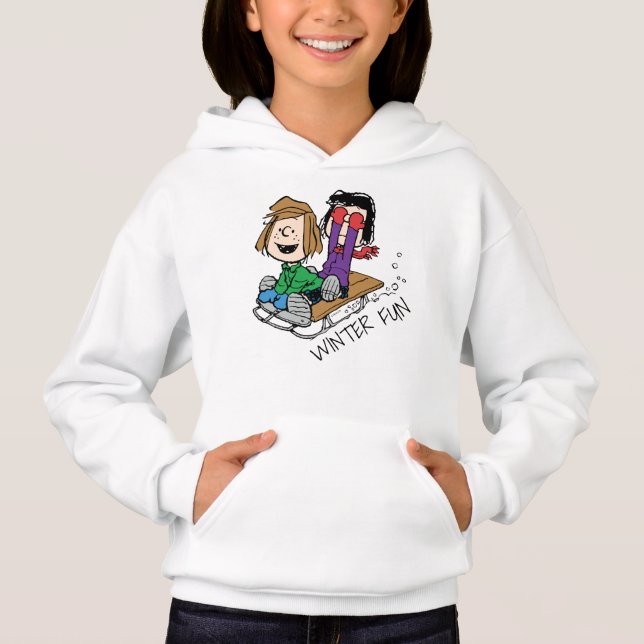 Peanuts | Peppermint Patty & Marcie Sled Riding Hoodie (Front)