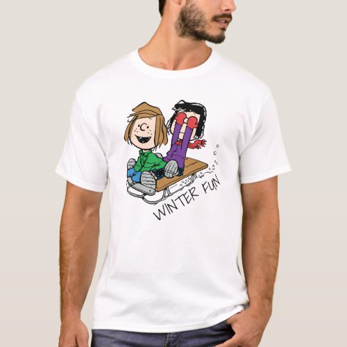 Peanuts  Peppermint Patty  Marcie Sled Riding T_Shirt