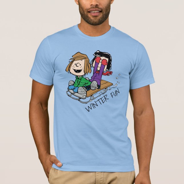 Peanuts | Peppermint Patty & Marcie Sled Riding T-Shirt (Front)