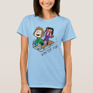 Peanuts | Peppermint Patty & Marcie Sled Riding T-Shirt