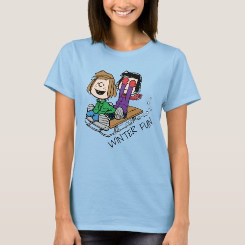 Peanuts  Peppermint Patty  Marcie Sled Riding T_Shirt