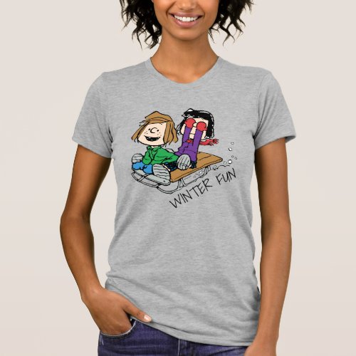 Peanuts  Peppermint Patty  Marcie Sled Riding T_Shirt