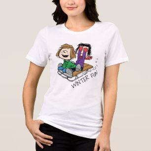 Peanuts Peppermint Patty & Marcie Sled Riding Tri-Blend Shirt