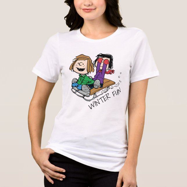 Peanuts | Peppermint Patty & Marcie Sled Riding Tri-Blend Shirt (Front)