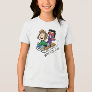 Peanuts   Peppermint Patty & Marcie Sled Riding Tri-Blend Shirt