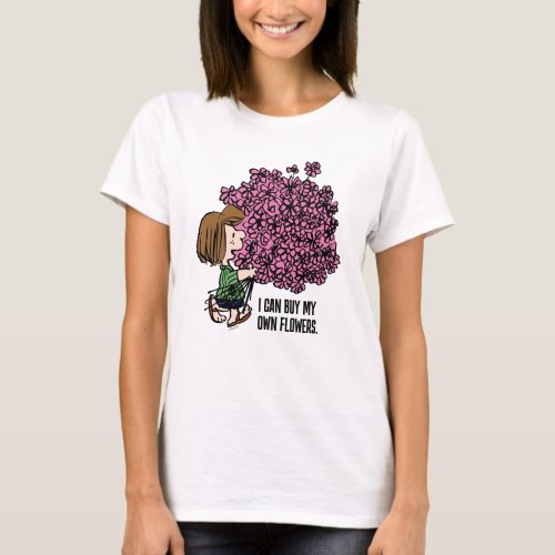 Peanuts  Peppermint Patty Pink Bouquet T_Shirt
