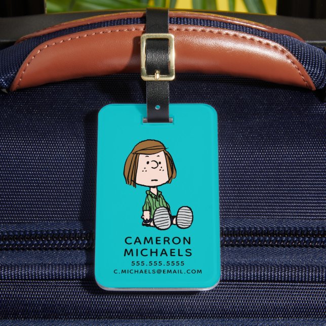 Peanuts | Peppermint Patty Sitting Luggage Tag (Front Insitu 2)