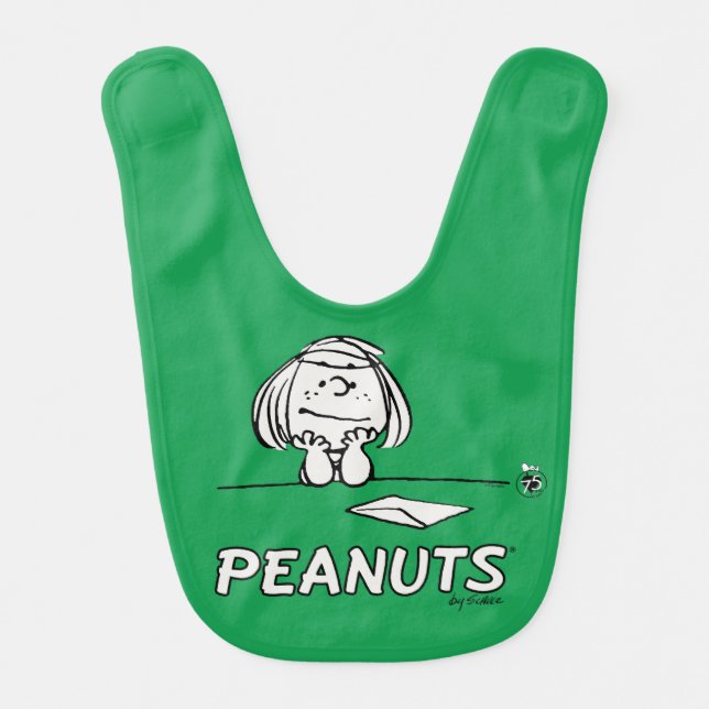 Peanuts | Peppermint Patty Thoughts Baby Bib (Front)