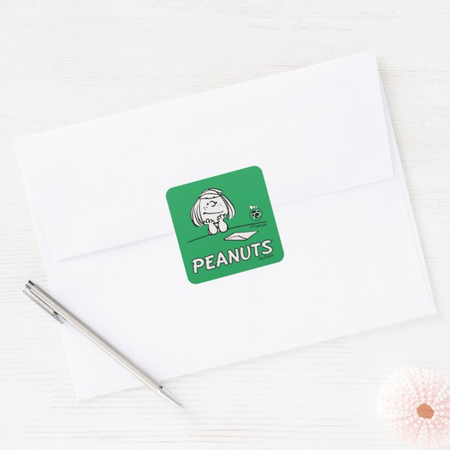 Peanuts | Peppermint Patty Thoughts Square Sticker (Envelope)