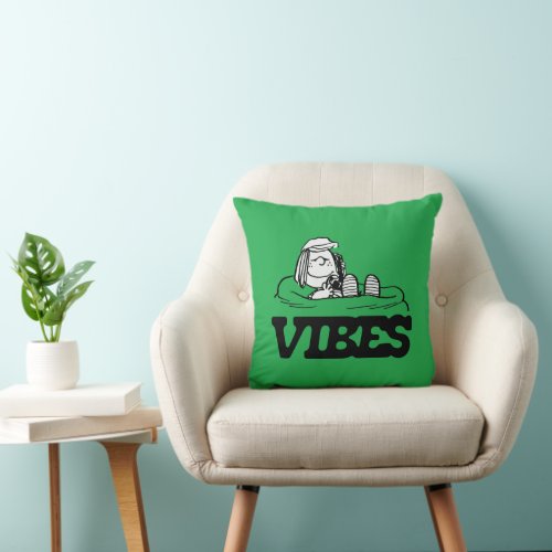 Peanuts  Peppermint Patty Vibes Throw Pillow