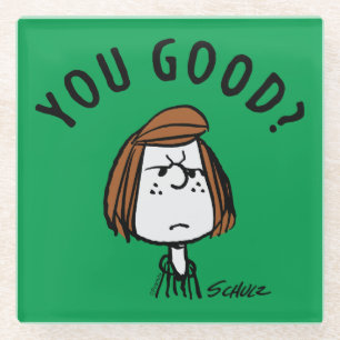 Peanuts   Peppermint Patty You Good? Glass Coaster