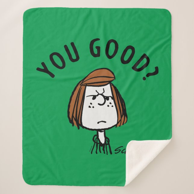 Peanuts | Peppermint Patty You Good? Sherpa Blanket (Front)