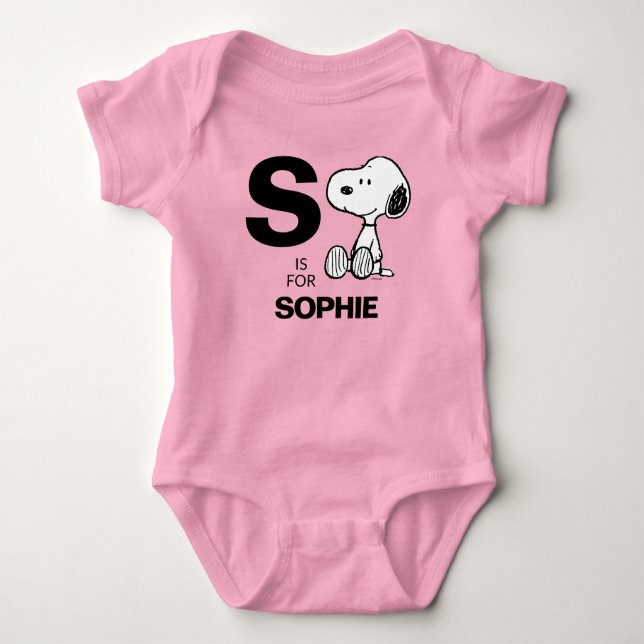 PEANUTS | Personalized Snoopy Baby Bodysuit (Front)