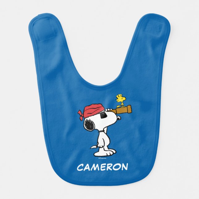 Peanuts | Pirate Snoopy and Woodstock Baby Bib (Front)