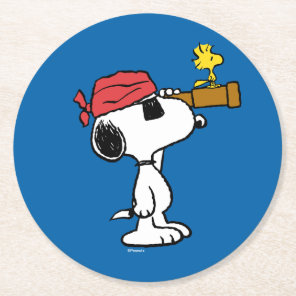 Peanuts | Pirate Snoopy and Woodstock Round Paper Coaster