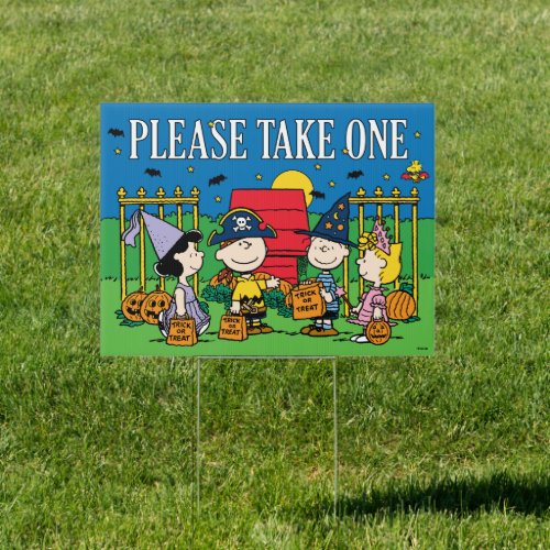 Peanuts  Please Take One _ Treat Sign